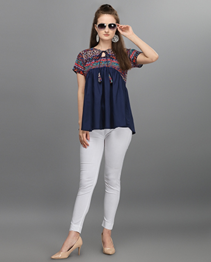 Half sleeves blue full top