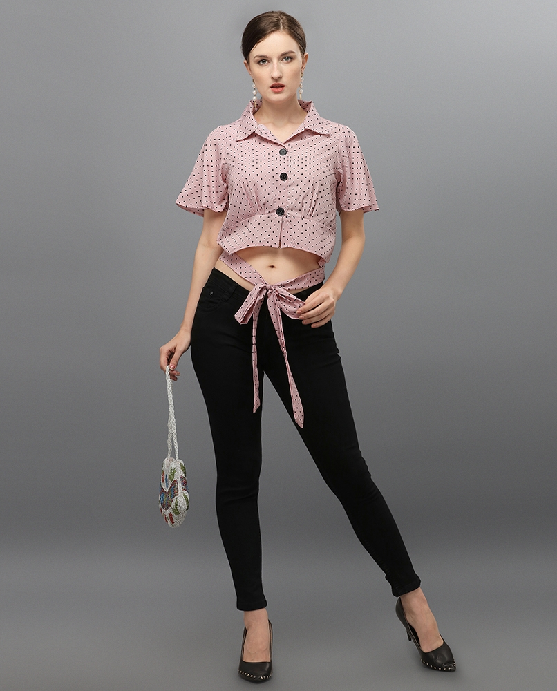 Spread collor crop top