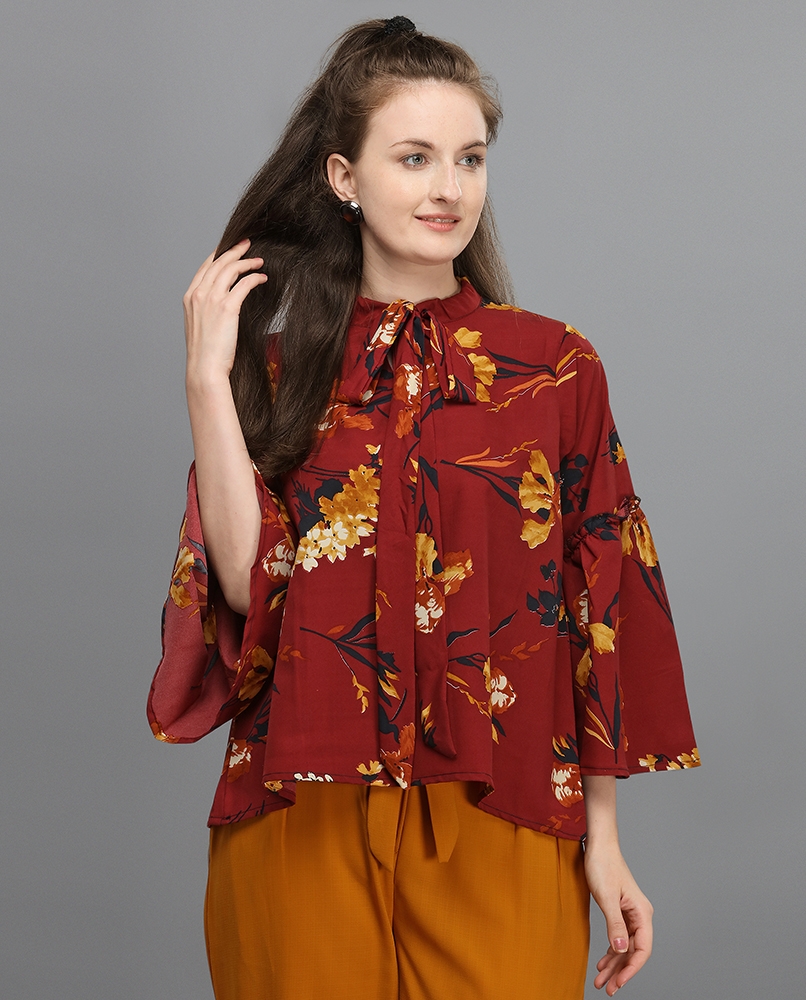 Floral print marron top