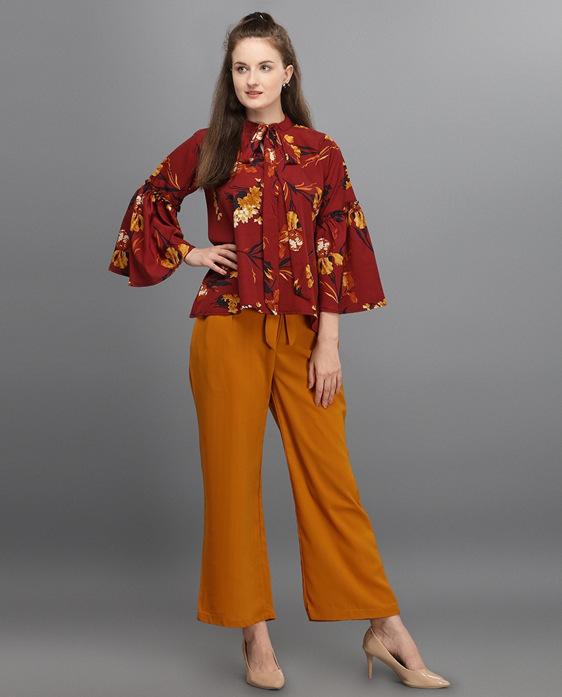 Floral print marron top