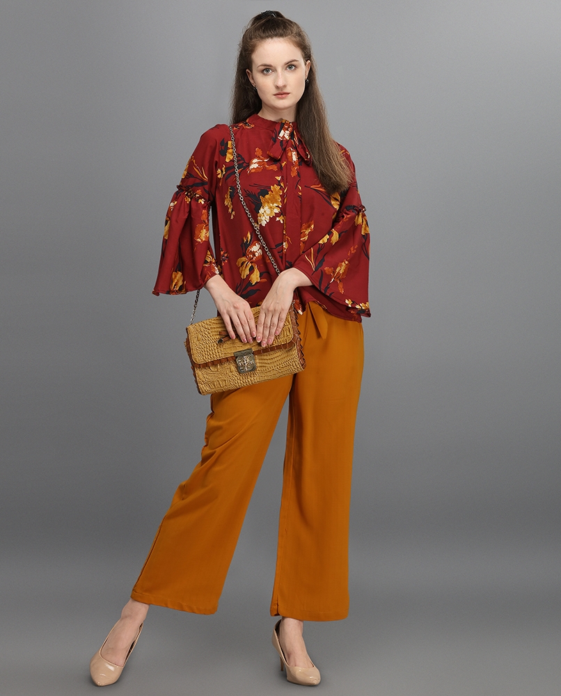 Floral print marron top