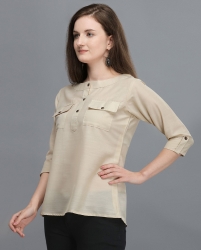 Solid cream full sleeves top