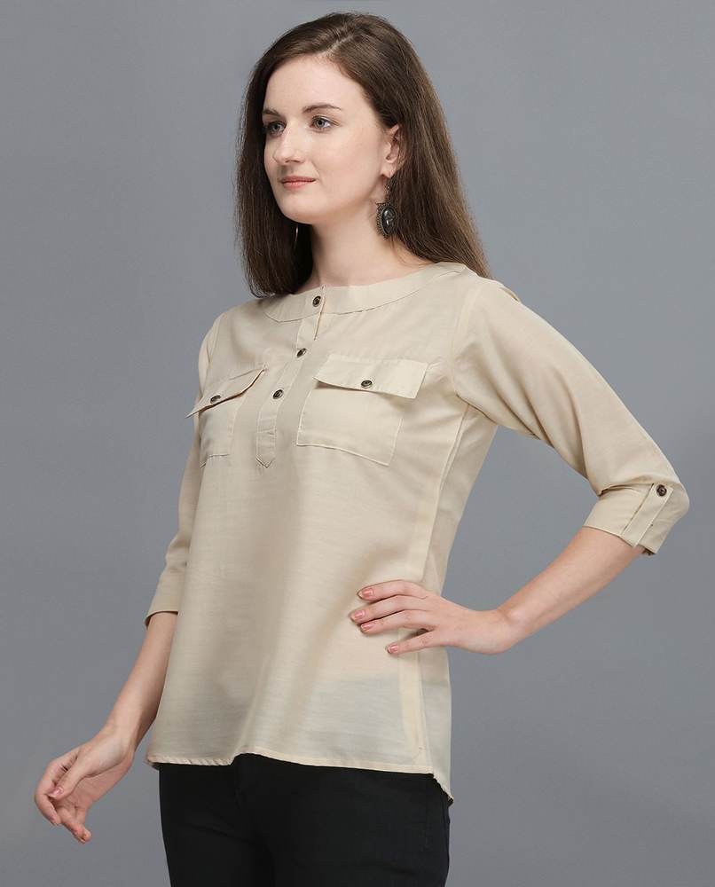 Solid cream full sleeves top