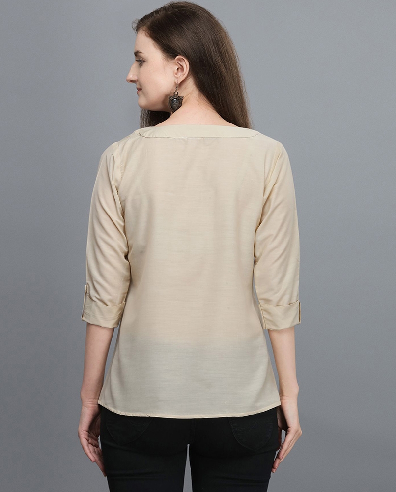 Solid cream full sleeves top