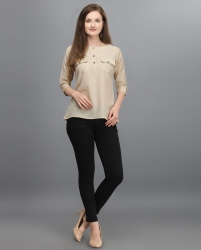 Solid cream full sleeves top