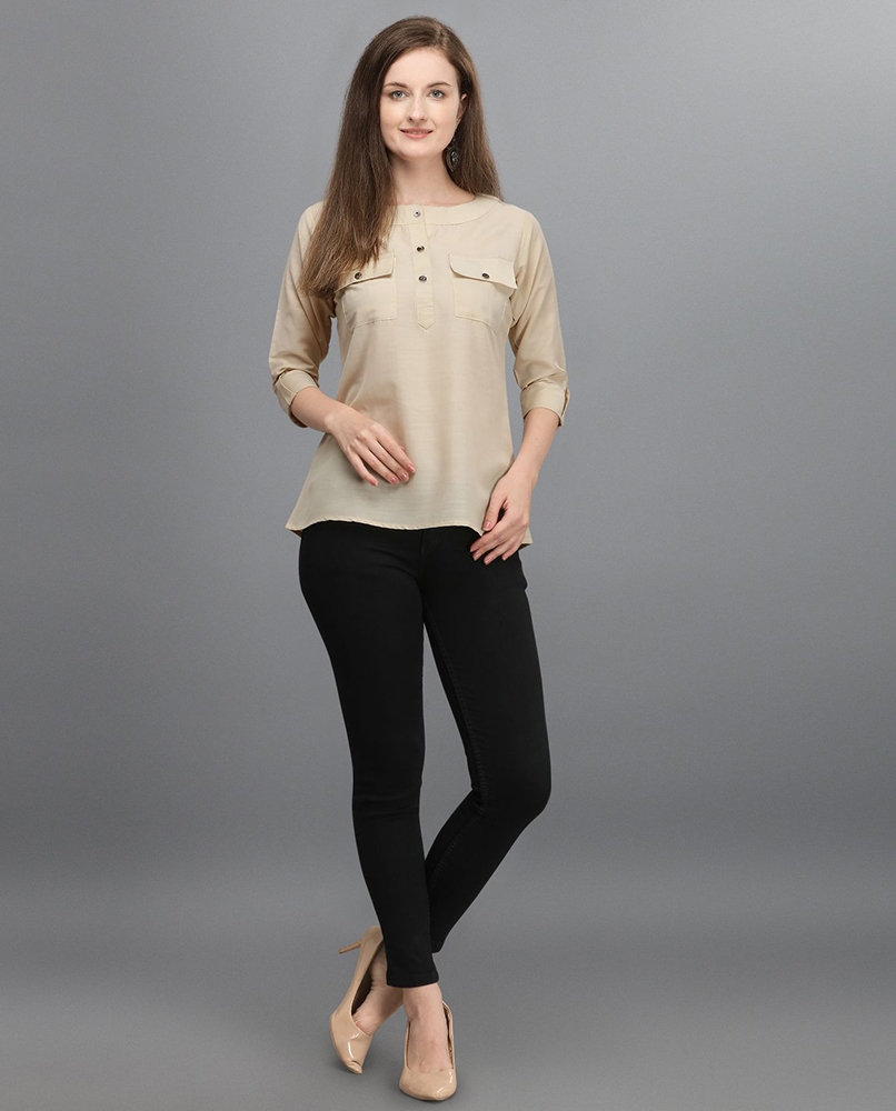 Solid cream full sleeves top