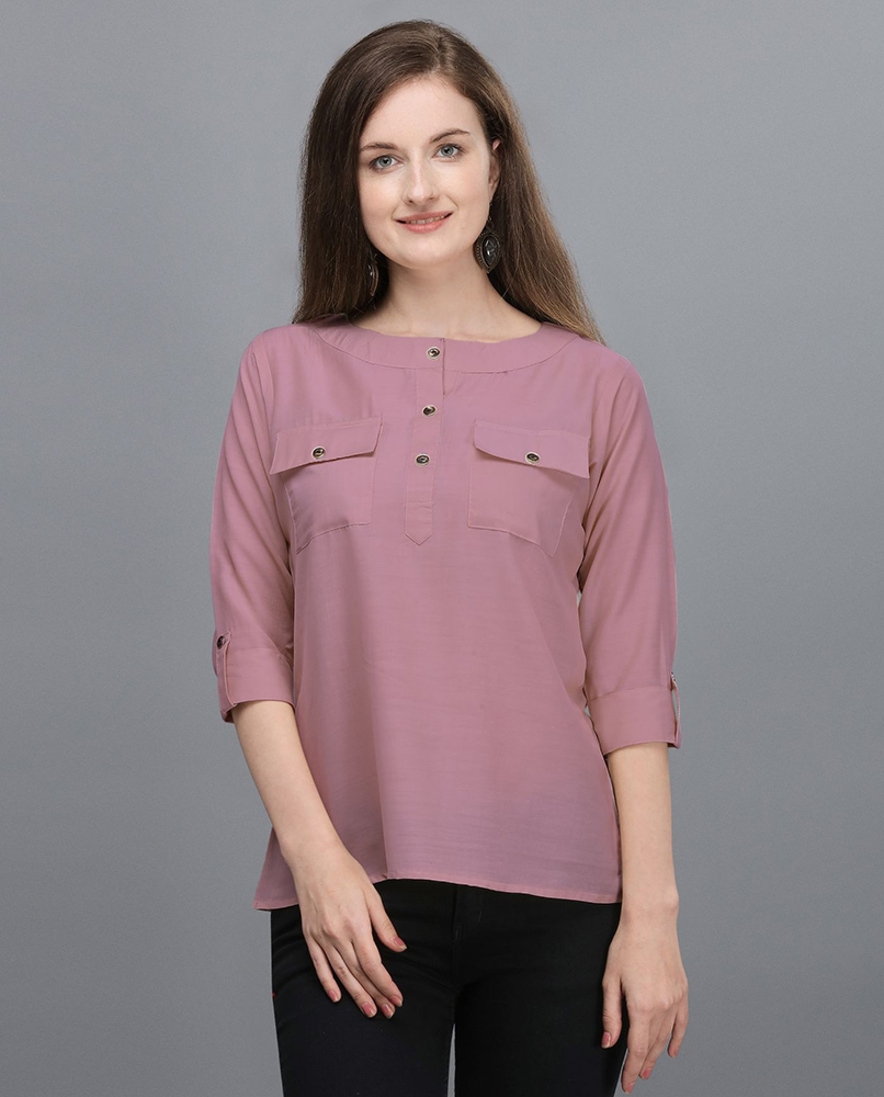 Solid pink full sleeves top