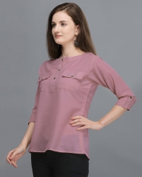 Solid pink full sleeves top