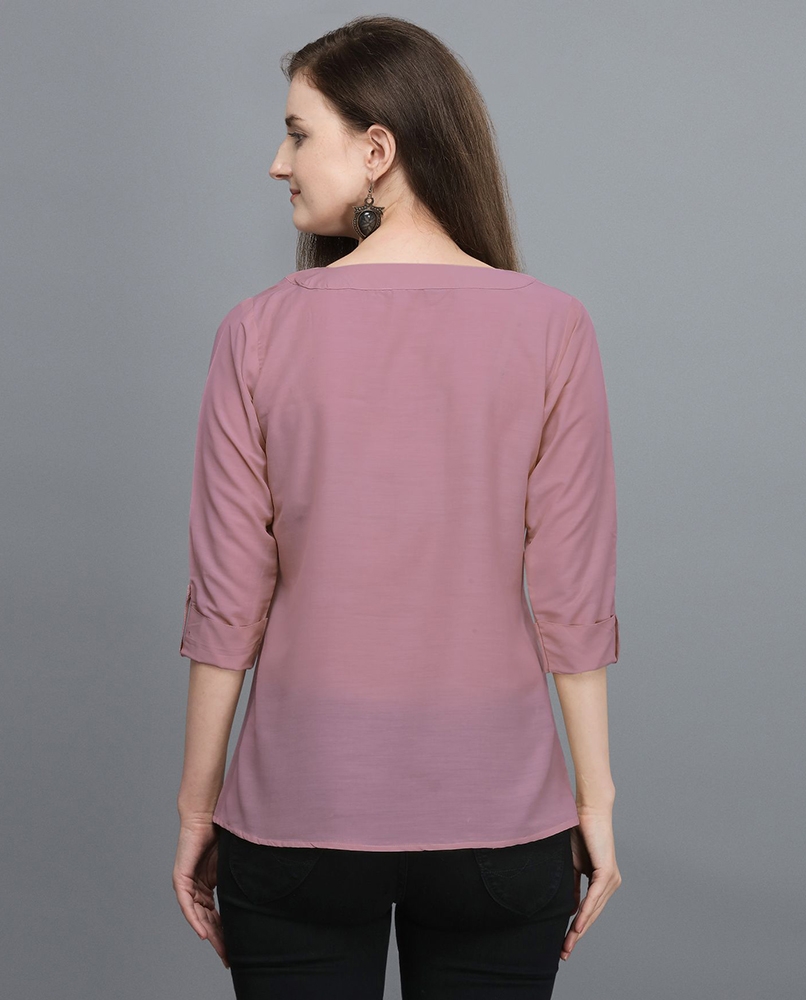 Solid pink full sleeves top