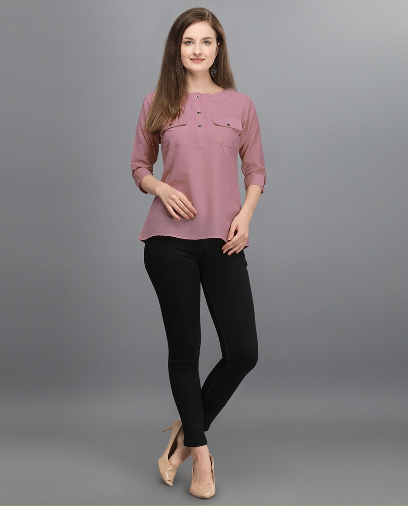 Solid pink full sleeves top