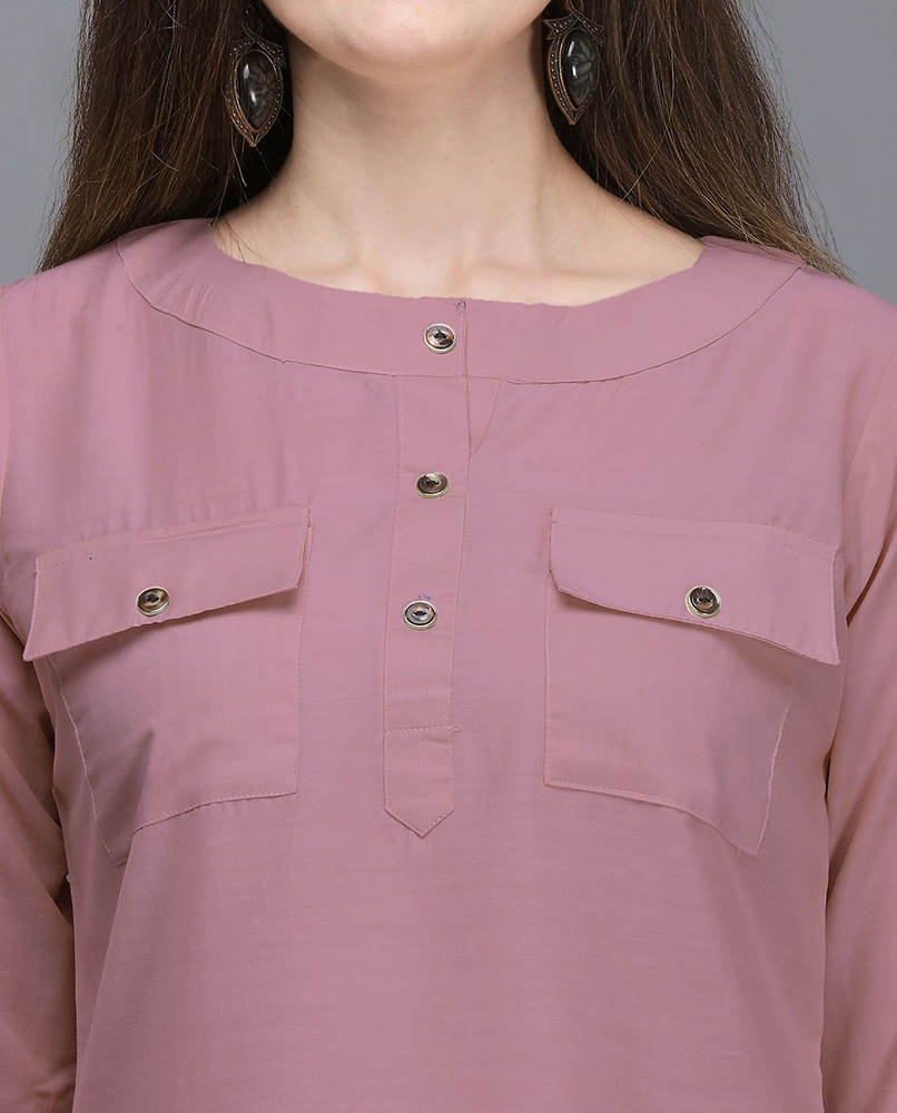 Solid pink full sleeves top