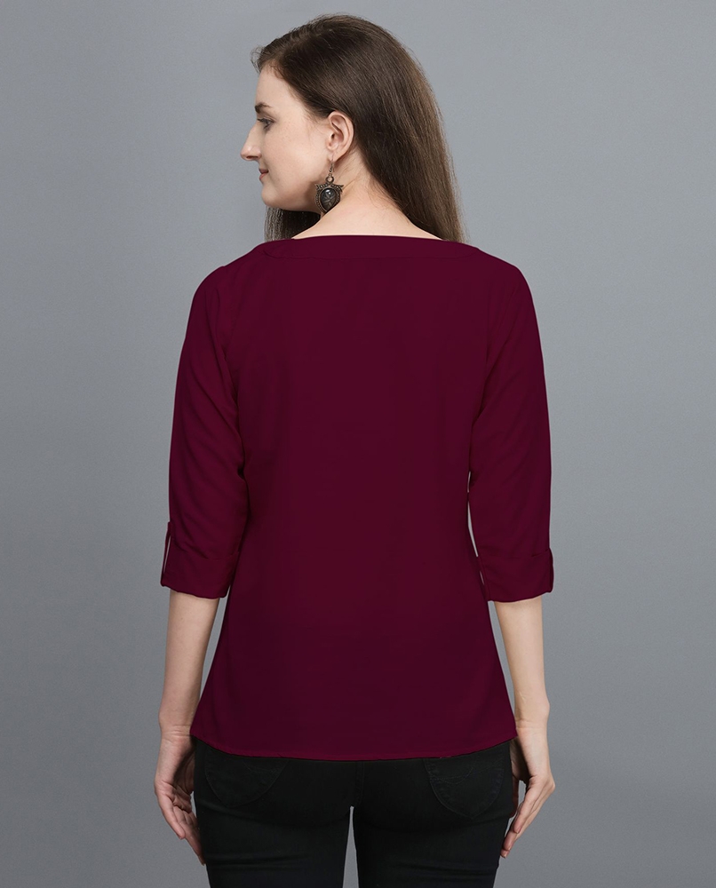 Solid wine full sleeves top