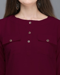Solid wine full sleeves top