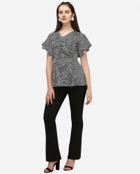 Animal print black top