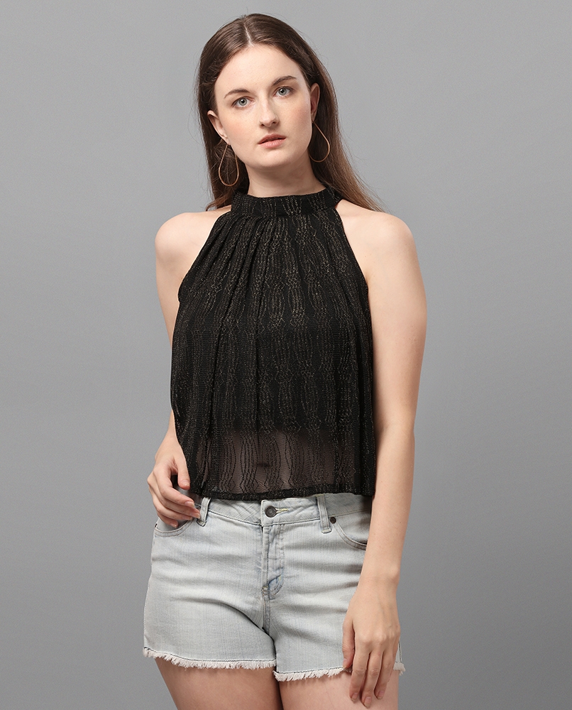 Sleeveless solid crop top