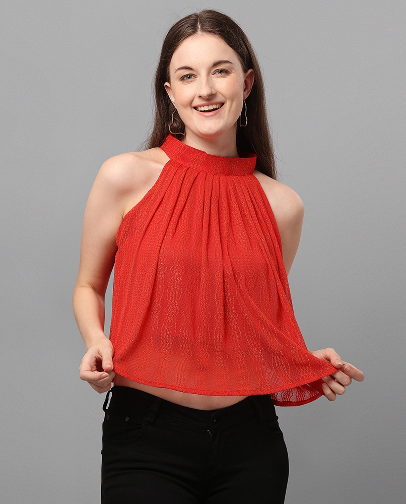 Sleeveless solid crop top