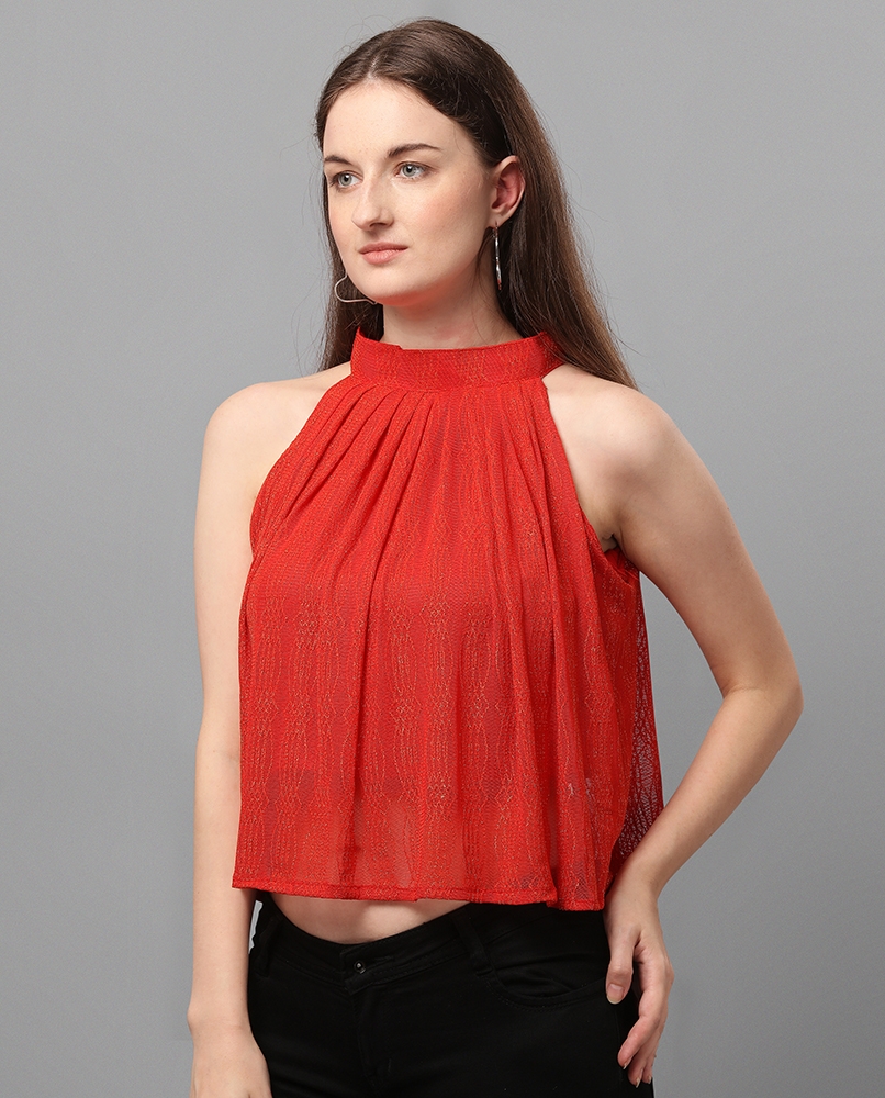 Sleeveless solid crop top