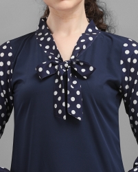 Long sleeves double pattern top blue
