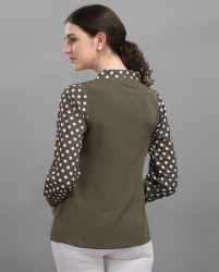 Long sleeves double pattern top green