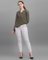 Long sleeves double pattern top green