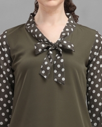 Long sleeves double pattern top green