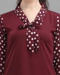 Long sleeves double pattern top maroon