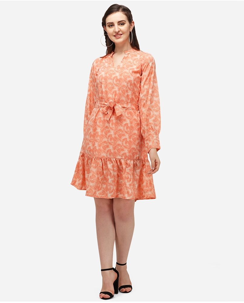 Floral western orange dress