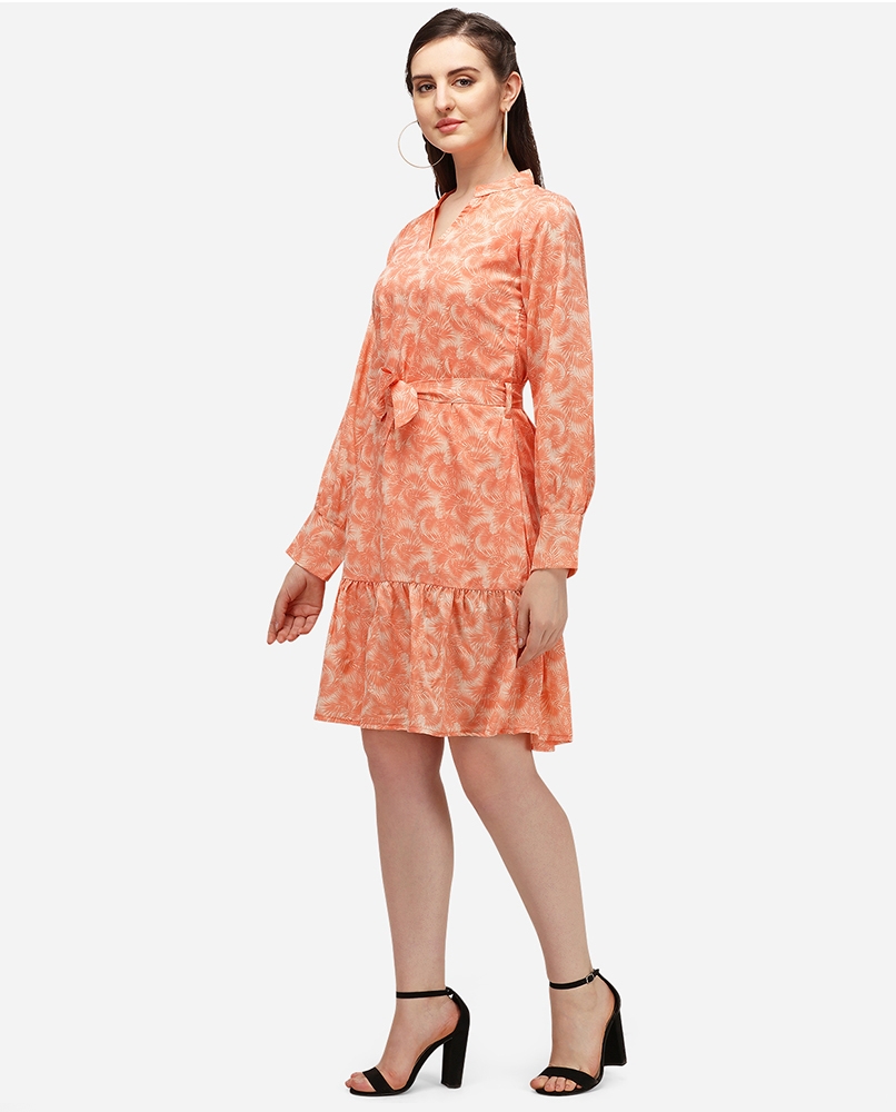 Floral western orange dress