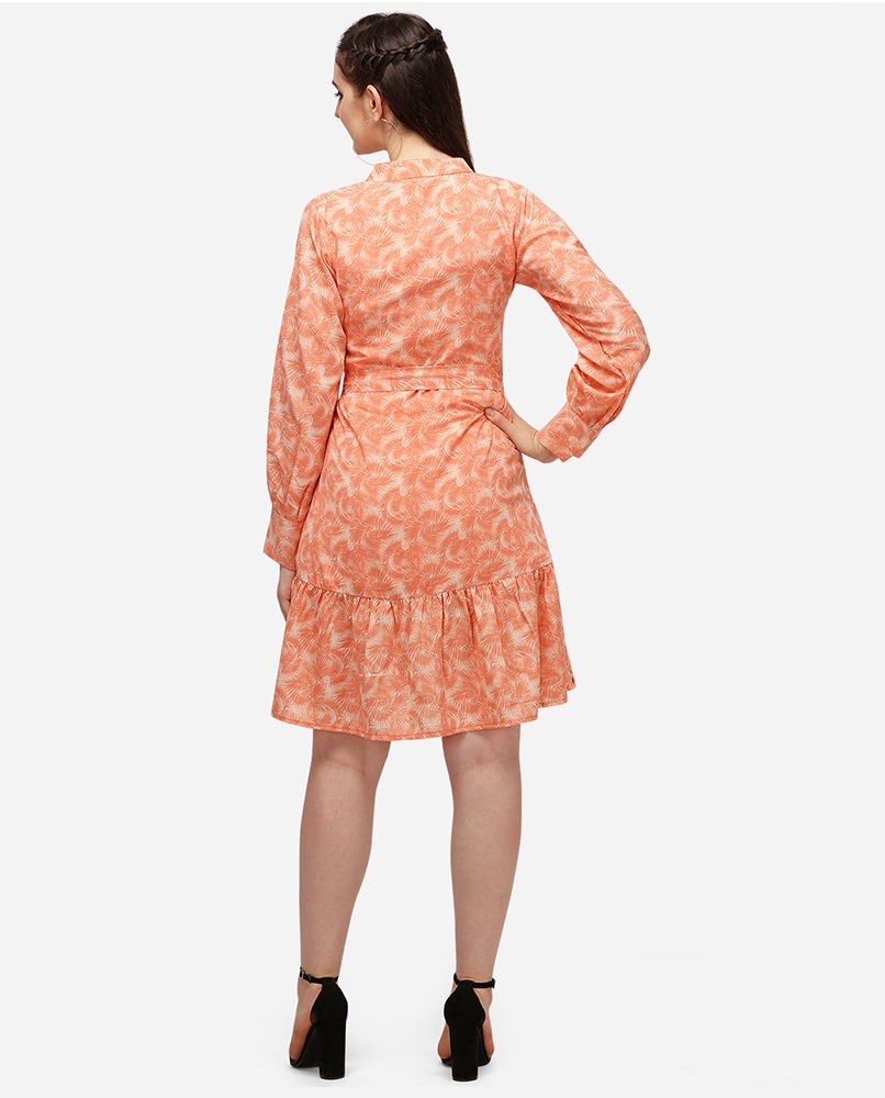 Floral western orange dress