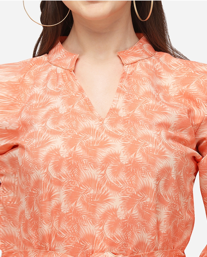 Floral western orange dress