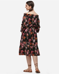 Floral colorful black dress