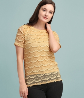 Solid net top for women
