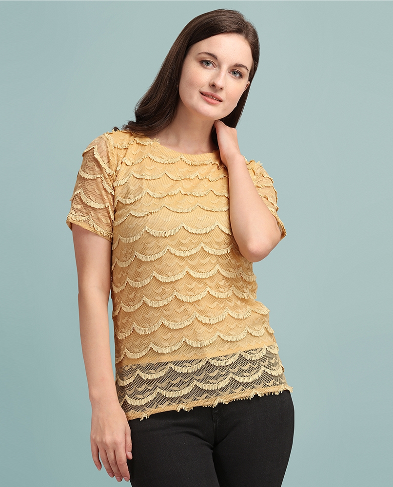 Solid net top for women