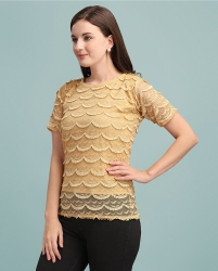 Solid net top for women