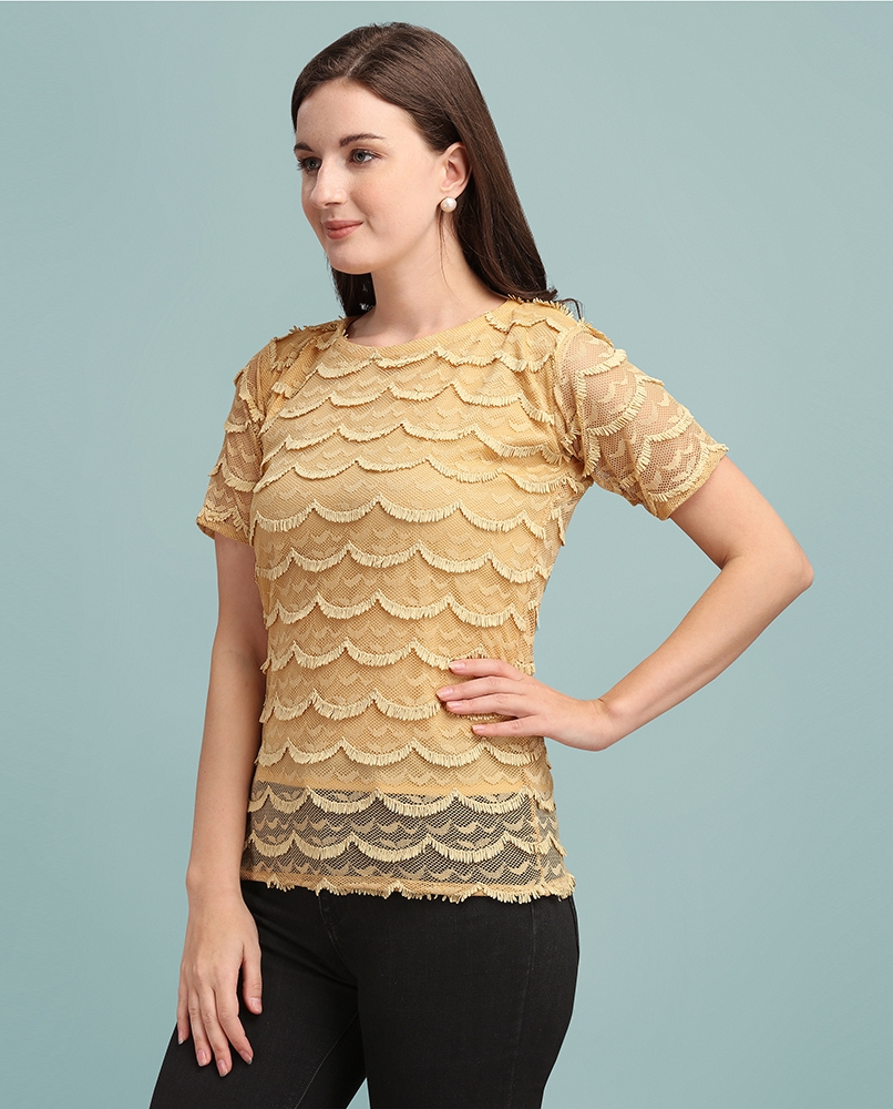 Solid net top for women