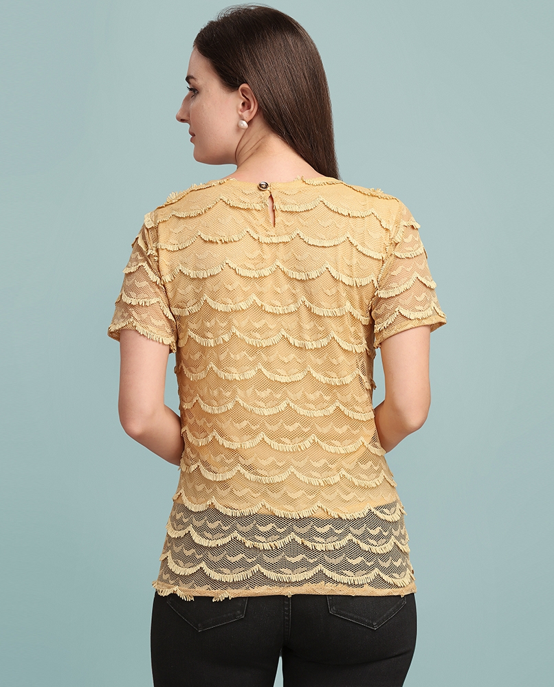 Solid net top for women