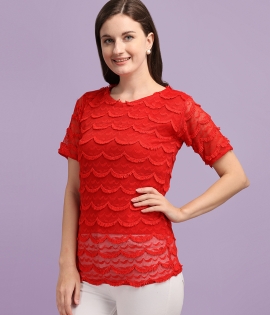 Solid net top for women