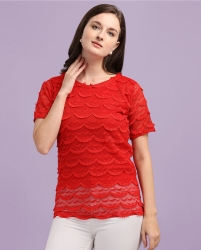 Solid net top for women