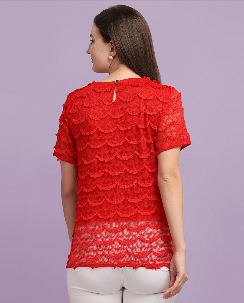 Solid net top for women